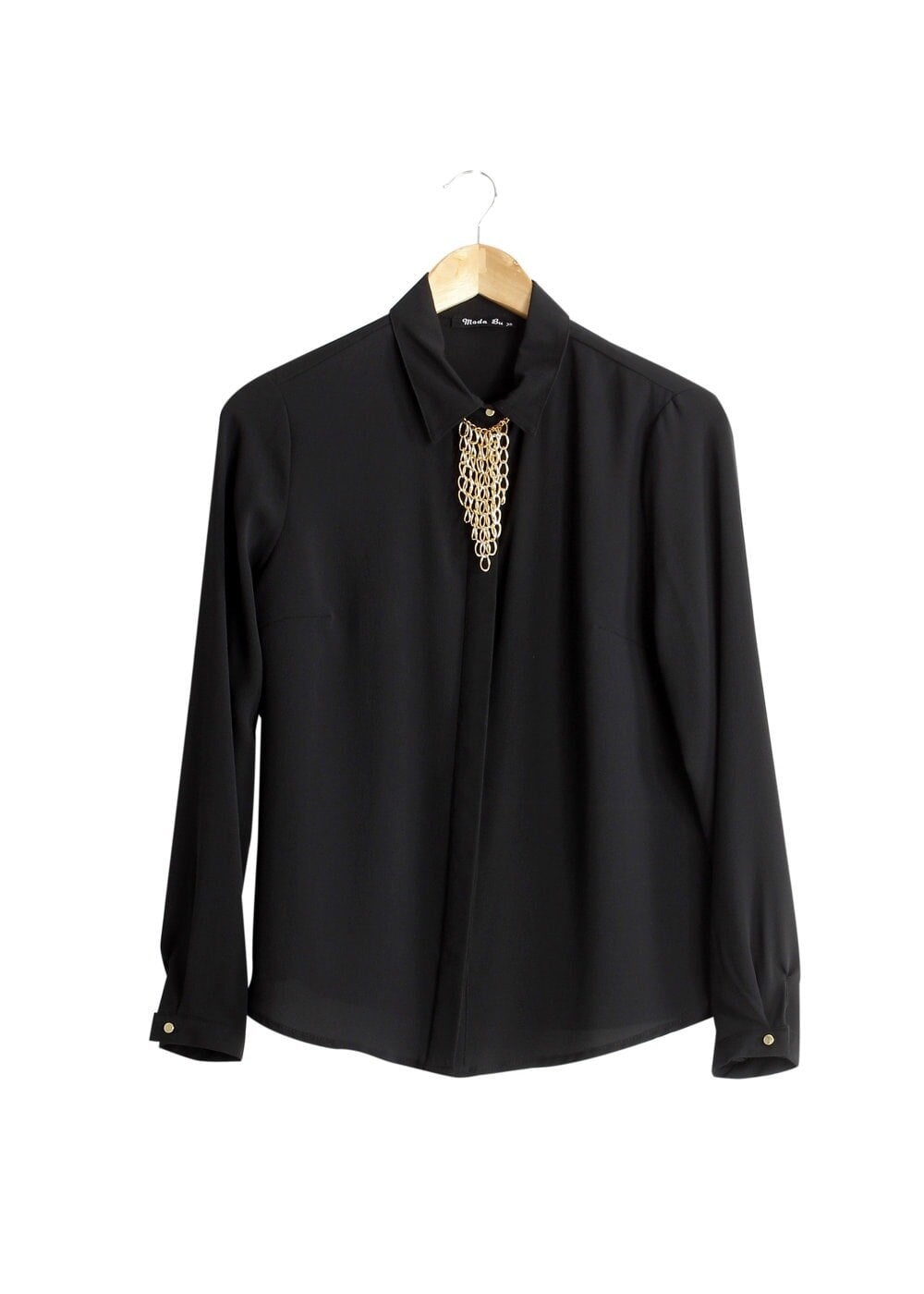 Tesettür giyim SİYAH T 6545 ModaBu Zincir Aksesuarlı Bluz