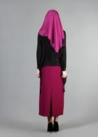 Tesettür giyim SİYAH T 6556 ModaBu İki Yanı Püsküllü Bluz