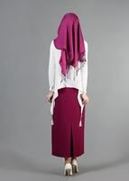 Tesettür giyim KREM T 6556 ModaBu İki Yanı Püsküllü Bluz