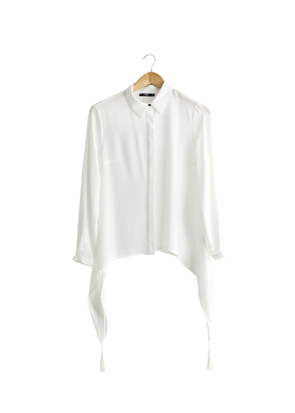 Tesettür giyim KREM T 6556 ModaBu İki Yanı Püsküllü Bluz