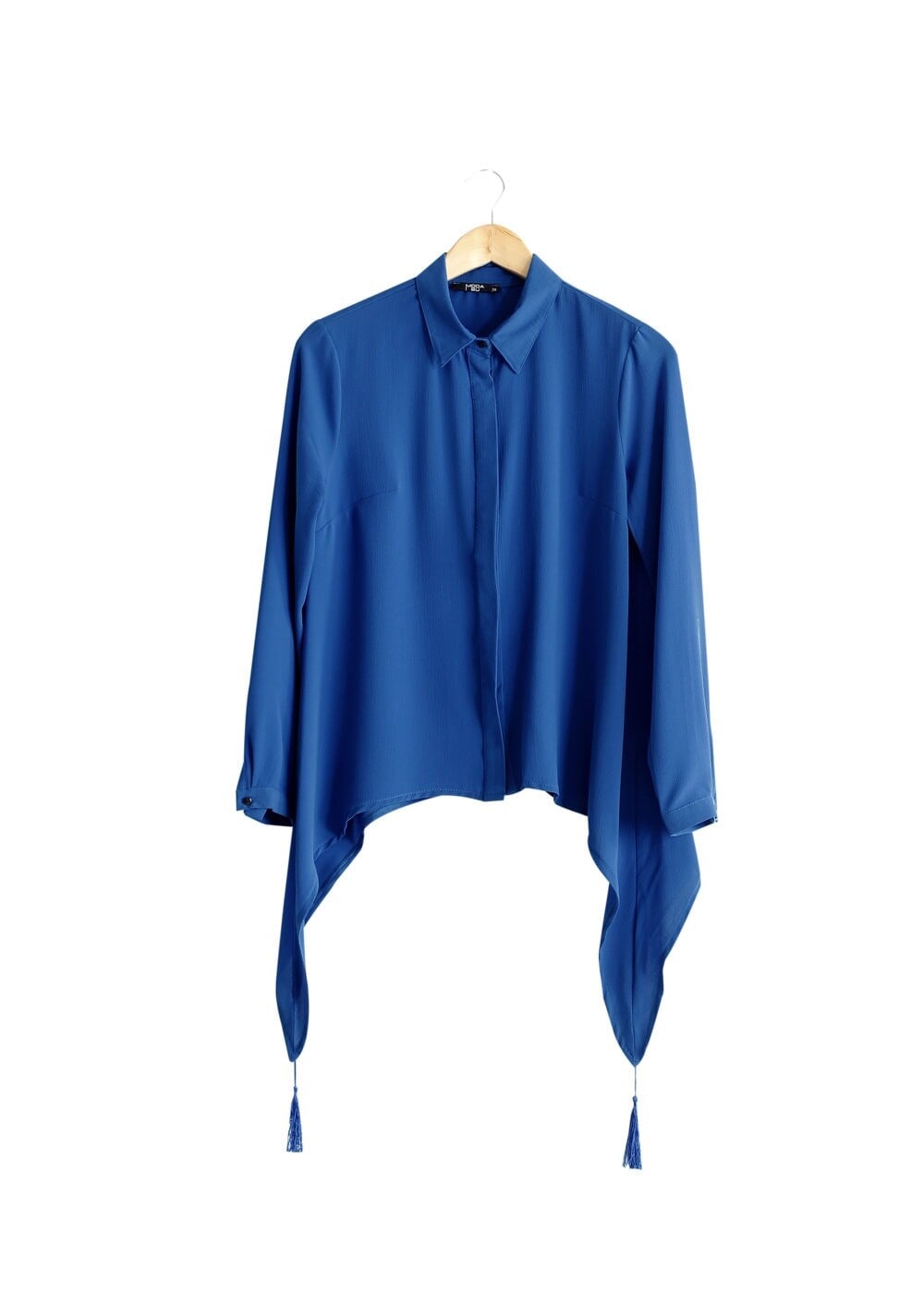 Tesettür giyim LACİVERT T 6556 ModaBu İki Yanı Püsküllü Bluz