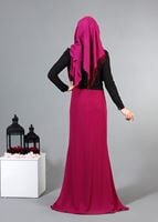 Tesettür giyim SİYAH T 6557 ModaBu Önü Allerli Bluz