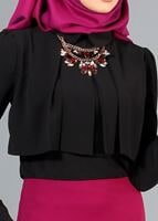 Tesettür giyim SİYAH T 6557 ModaBu Önü Allerli Bluz