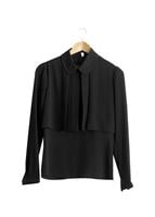 Tesettür giyim SİYAH T 6557 ModaBu Önü Allerli Bluz