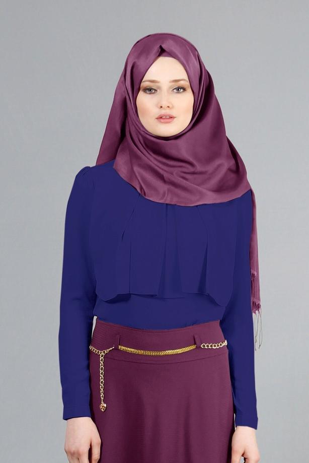 Tesettür giyim  T 6557 ModaBu Önü Allerli Bluz - TRENDTESETTÜR
