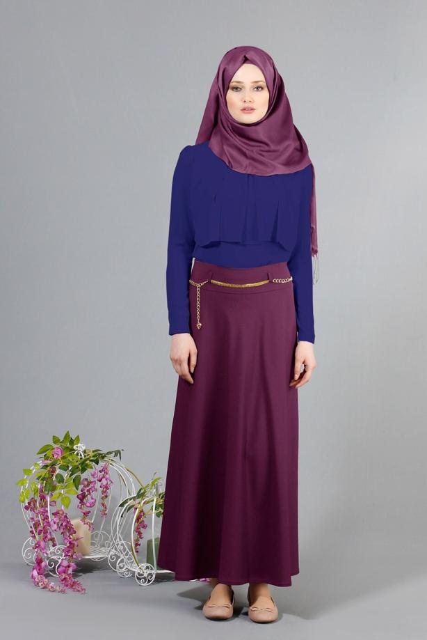Tesettür giyim  T 6557 ModaBu Önü Allerli Bluz - TRENDTESETTÜR