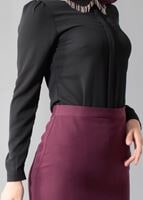 Tesettür giyim SİYAH T 6564 ModaBu Bebe Yaka Zincirli Bluz