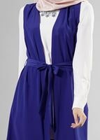 Tesettür giyim LACİVERT T 8214 ModaBu Kuşaklı Uzun Yelek