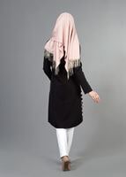 Tesettür giyim SİYAH T 8348 ModaBu Fermuarlı Dijital Baskılı Tunik