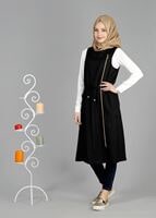 Tesettür giyim SİYAH T 8365 ModaBu Fermuar Detaylı Yelek