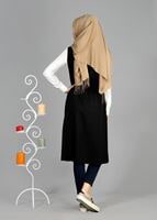 Tesettür giyim SİYAH T 8365 ModaBu Fermuar Detaylı Yelek
