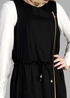 Tesettür giyim SİYAH T 8365 ModaBu Fermuar Detaylı Yelek