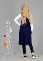 Tesettür giyim LACİVERT T 8365 ModaBu Fermuar Detaylı Yelek