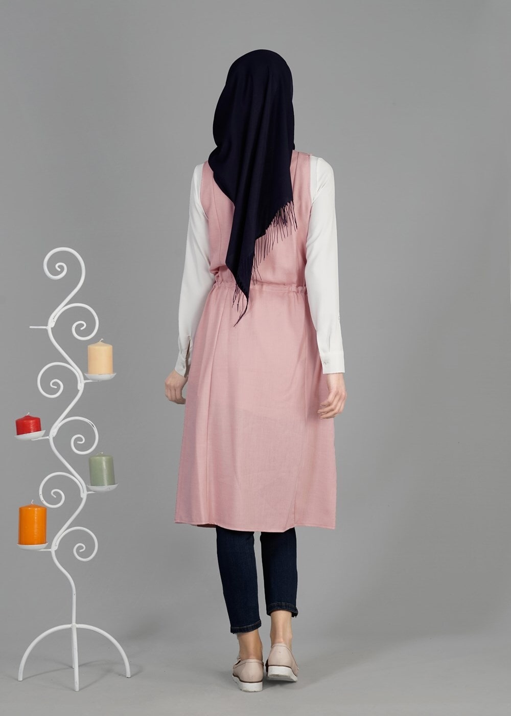 Tesettür giyim PUDRA T 8365 ModaBu Fermuar Detaylı Yelek