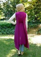 Tesettür giyim FUŞYA T 8370 ModaBu Kuşaklı Yelek