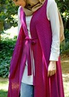 Tesettür giyim FUŞYA T 8370 ModaBu Kuşaklı Yelek