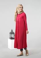 Tesettür giyim FUŞYA T 8371 ModaBu Piliseli Uzun Tunik