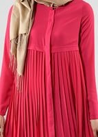 Tesettür giyim FUŞYA T 8371 ModaBu Piliseli Uzun Tunik