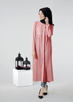 Tesettür giyim PUDRA T 8371 ModaBu Piliseli Uzun Tunik