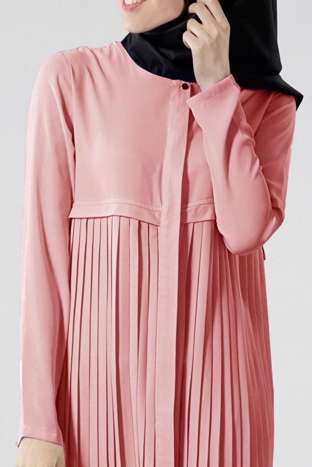 Tesettür giyim  T 8371 ModaBu Piliseli Uzun Tunik - TRENDTESETTÜR