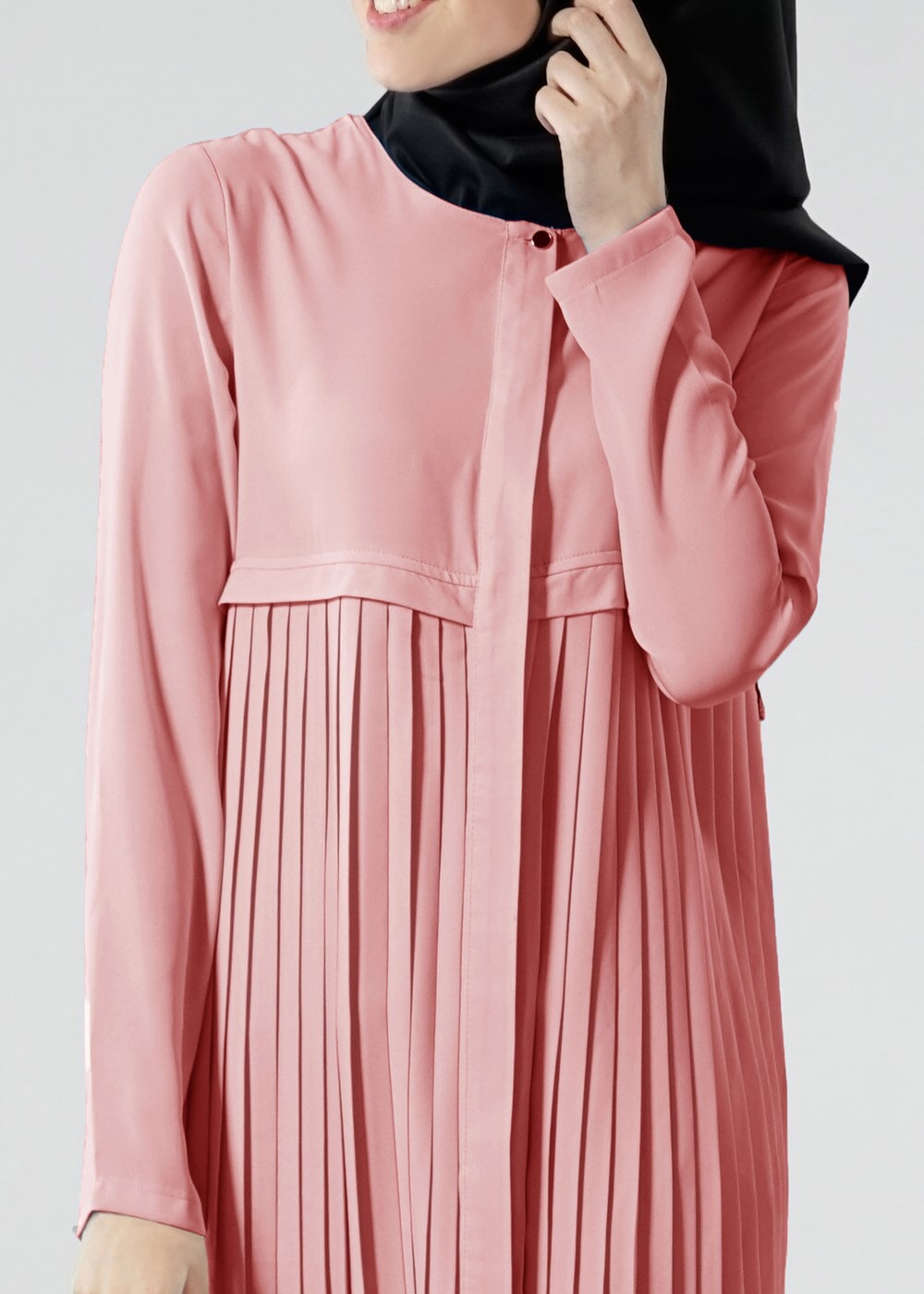 Tesettür giyim PUDRA T 8371 ModaBu Piliseli Uzun Tunik