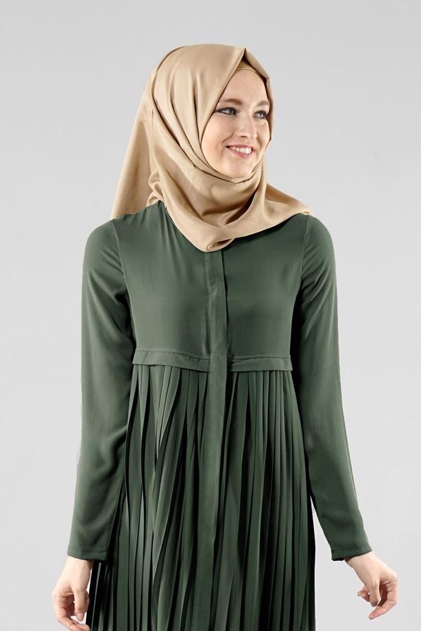 Tesettür giyim  T 8371 ModaBu Piliseli Uzun Tunik - TRENDTESETTÜR