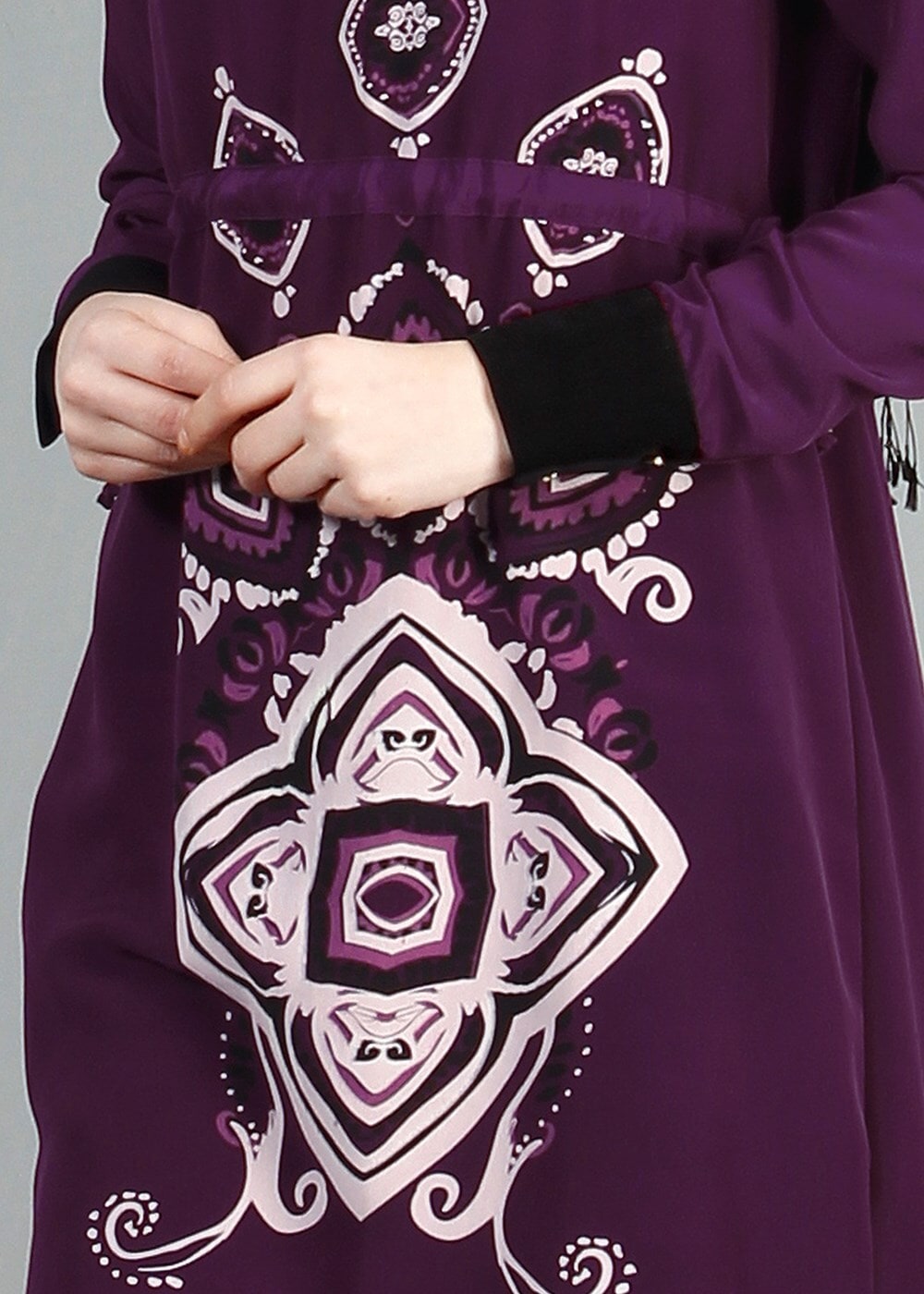 Tesettür giyim MOR T 1260-1 ModaBu Önü Baskılı Tunik