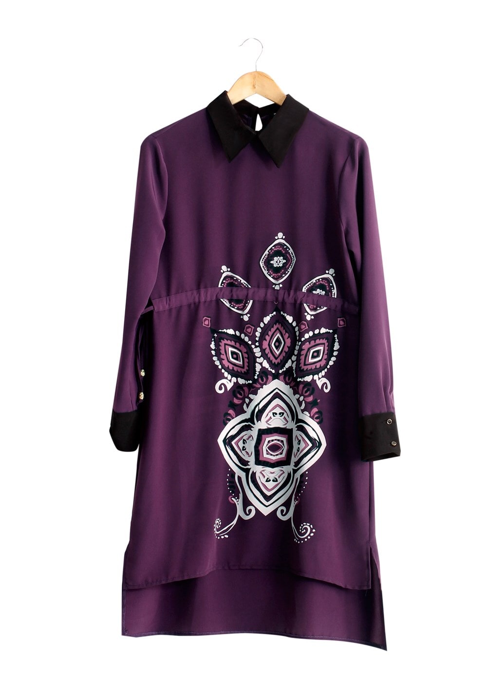 Tesettür giyim MOR T 1260-1 ModaBu Önü Baskılı Tunik