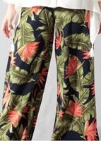 Tesettür giyim HAKİ T 5084-1 ModaBu Hawai Desenli Bol Kesim Pantolon