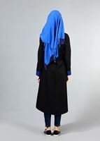 Tesettür giyim LACİVERT T 8342-1 ModaBu Aplik Nakışlı Fermuarlı Tunik