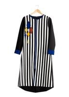 Tesettür giyim LACİVERT T 8342-1 ModaBu Aplik Nakışlı Fermuarlı Tunik