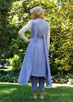 Tesettür giyim MAVİ T 8370-2 ModaBu Kuşaklı Yelek