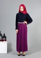 Vêtements hijab BLEU MARINE T 4031 MG Collection- Kolu Pileli Bluz