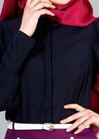 Vêtements hijab BLEU MARINE T 4031 MG Collection- Kolu Pileli Bluz