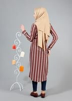 Vêtements hijab BRUN T 7669 MG Collection-Gömlek Yaka Uzun Tunik