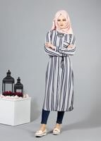 Vêtements hijab BLEU MARINE T 7669 MG Collection-Gömlek Yaka Uzun Tunik