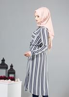 Vêtements hijab BLEU MARINE T 7669 MG Collection-Gömlek Yaka Uzun Tunik