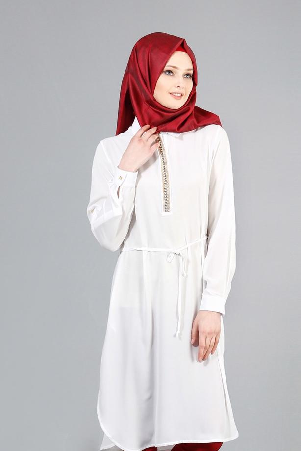 Vêtements hijab  T 7674 MG Collection-Apoletli Tunik - TRENDTESETTÜR