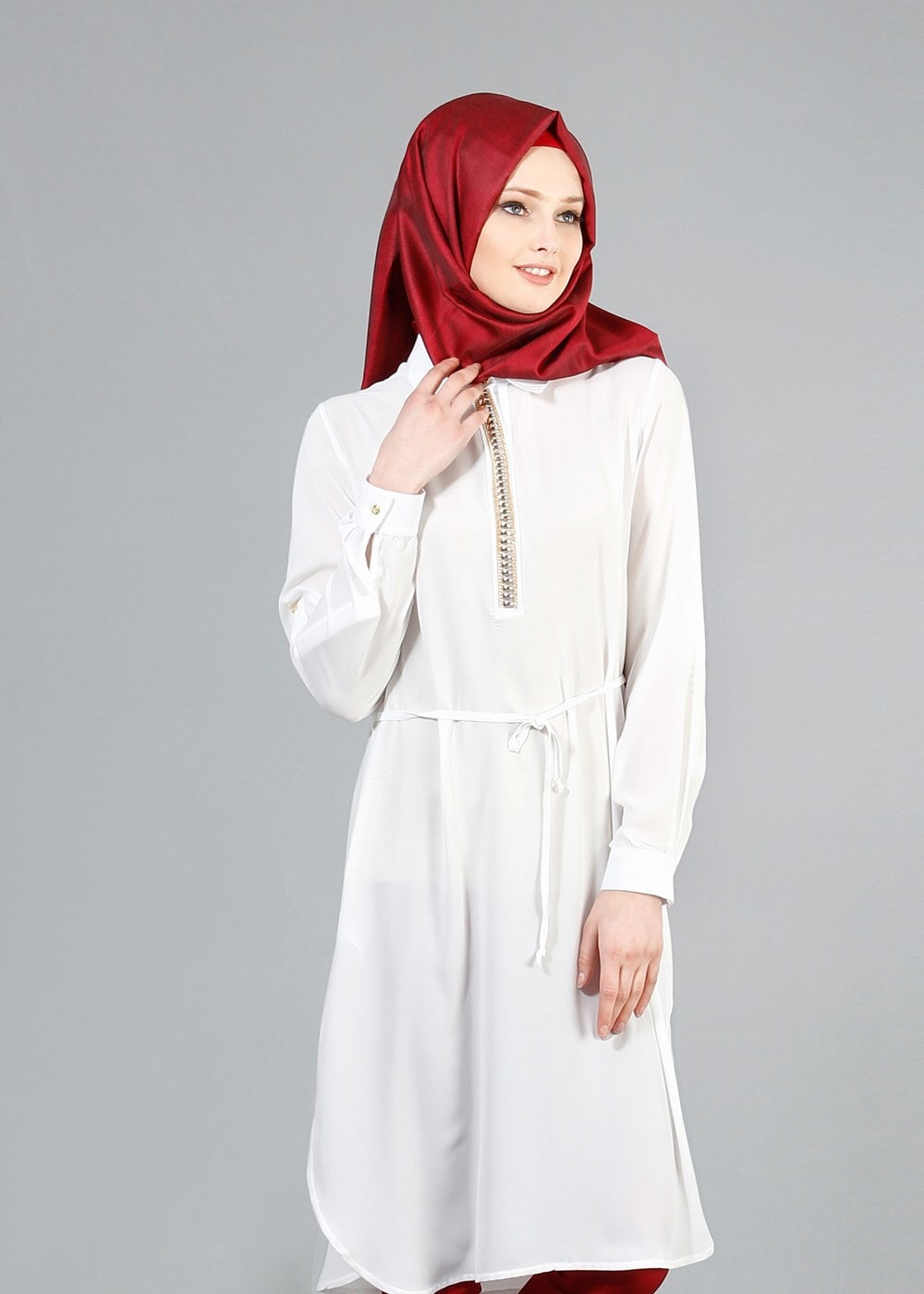 Vêtements hijab CRÈME T 7674 MG Collection-Apoletli Tunik