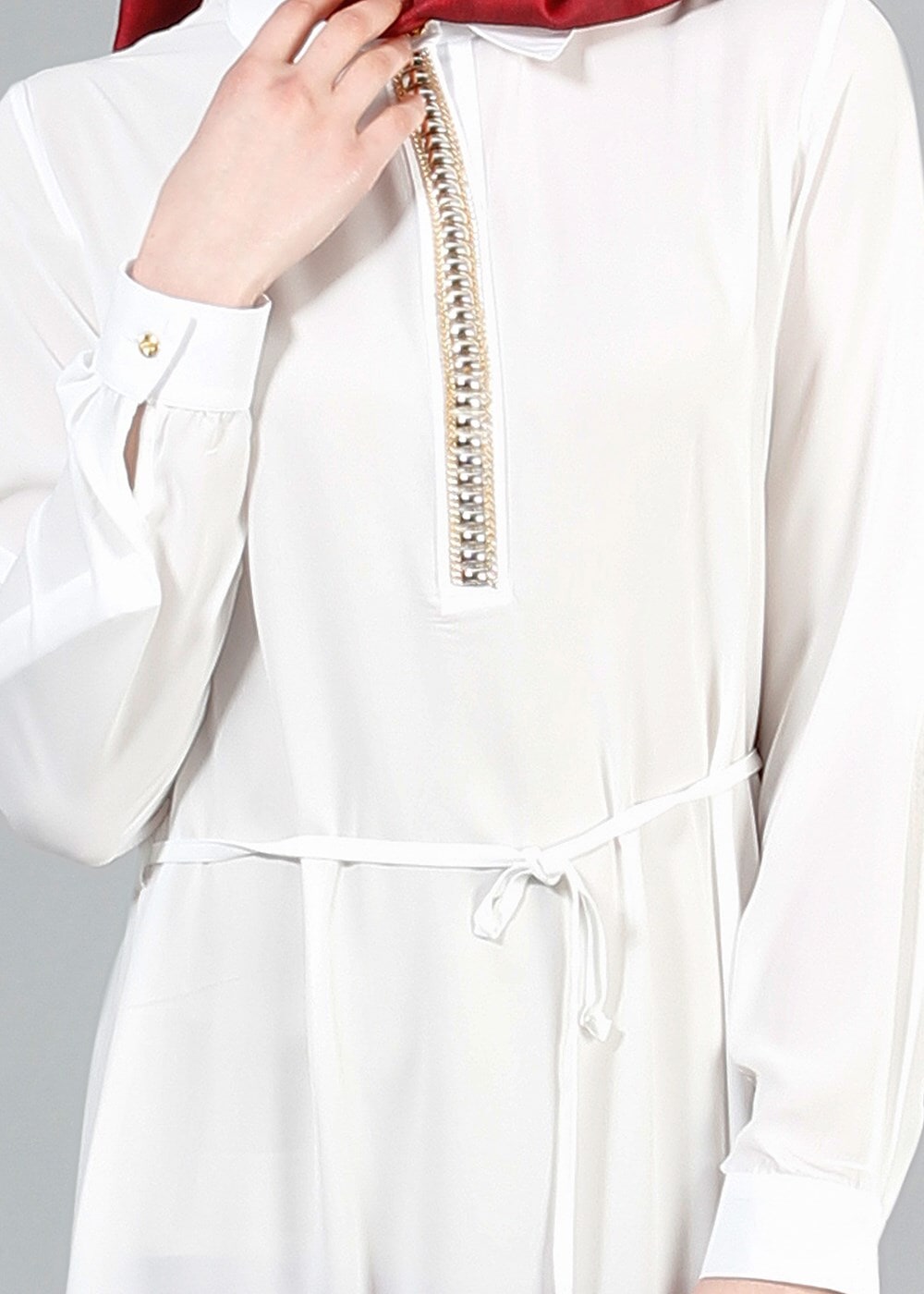 Vêtements hijab CRÈME T 7674 MG Collection-Apoletli Tunik