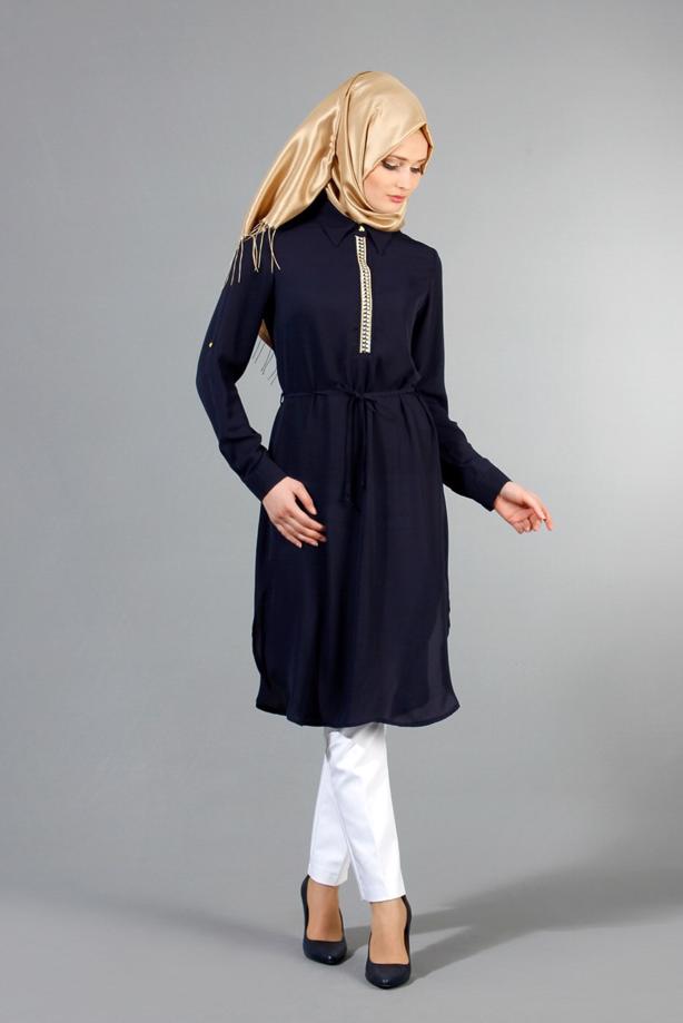 Vêtements hijab  T 7674 MG Collection-Apoletli Tunik - TRENDTESETTÜR