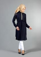 Vêtements hijab BLEU MARINE T 7674 MG Collection-Apoletli Tunik