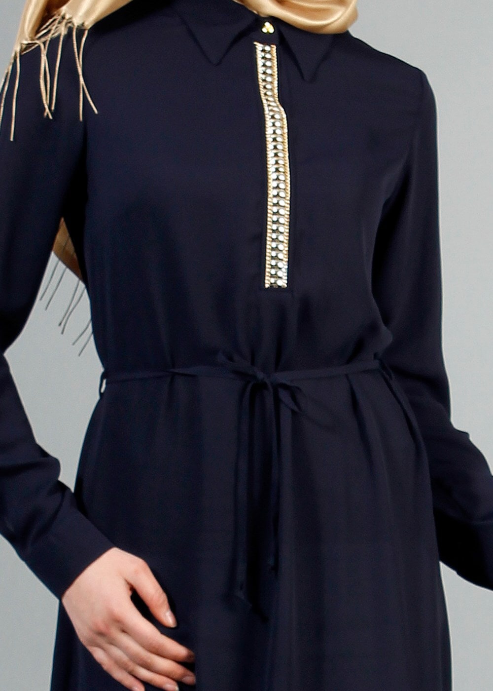 Vêtements hijab BLEU MARINE T 7674 MG Collection-Apoletli Tunik