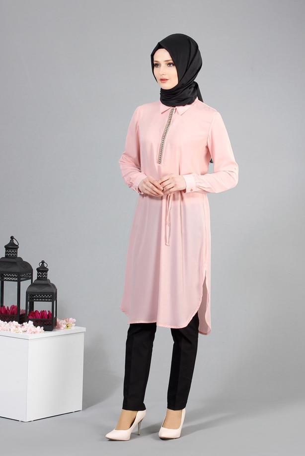 Vêtements hijab  T 7674 MG Collection-Apoletli Tunik - TRENDTESETTÜR