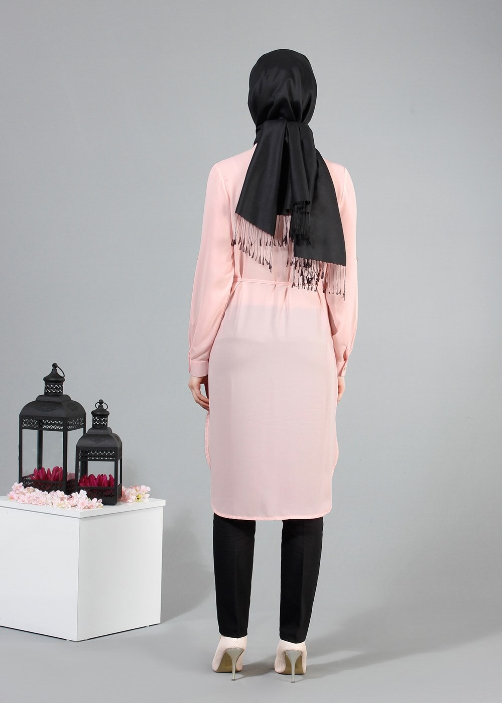 Hijab clothing POWDER T 7674 MG Collection-Apoletli Tunik