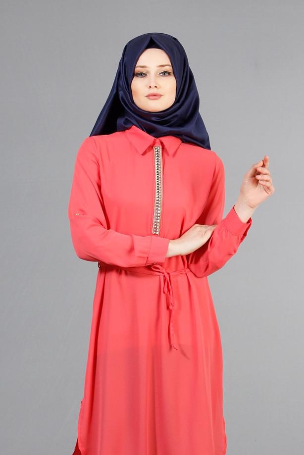 Vêtements hijab  T 7674 MG Collection-Apoletli Tunik - TRENDTESETTÜR