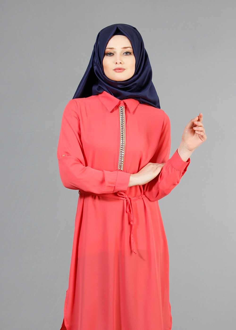 Vêtements hijab VERT T 7674 MG Collection-Apoletli Tunik