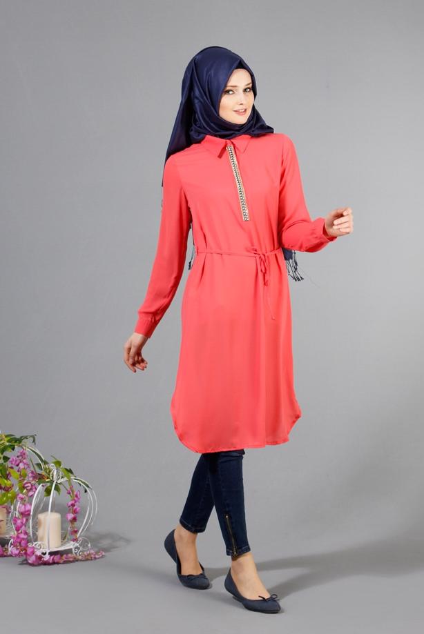 Vêtements hijab  T 7674 MG Collection-Apoletli Tunik - TRENDTESETTÜR