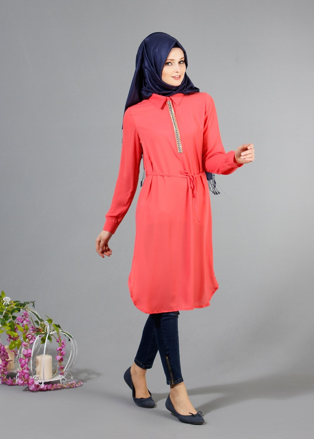 Vêtements hijab VERT T 7674 MG Collection-Apoletli Tunik