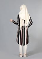 Hijab clothing POWDER T 4410 Merry Rosa Şeritli Uzun Tunik